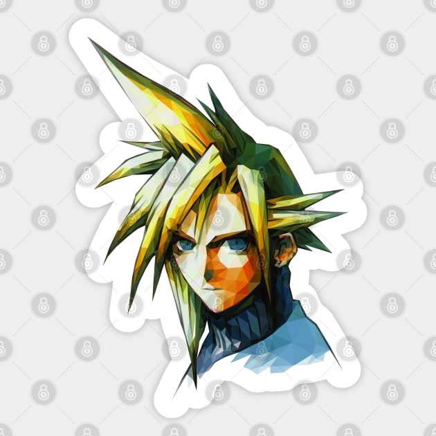 Cloud Strife Low Polygon Sticker by TripleSArt